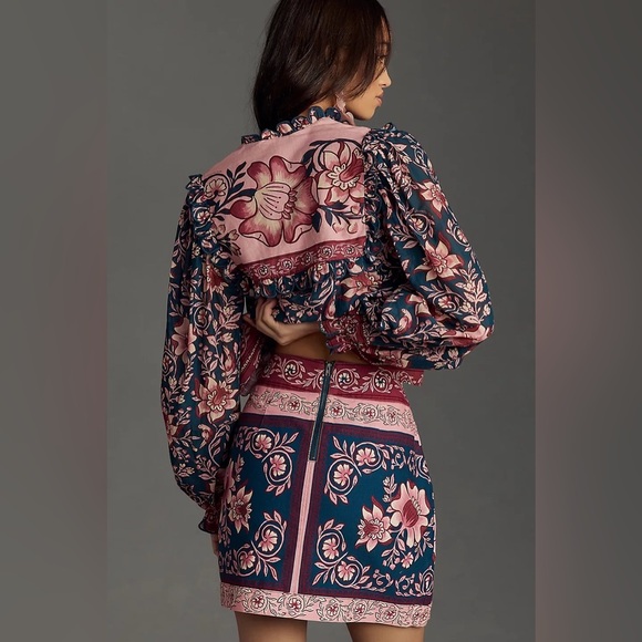 Farm Rio Ainika Charm Overlapped Denim Mini Skirt - Picture 3 of 5